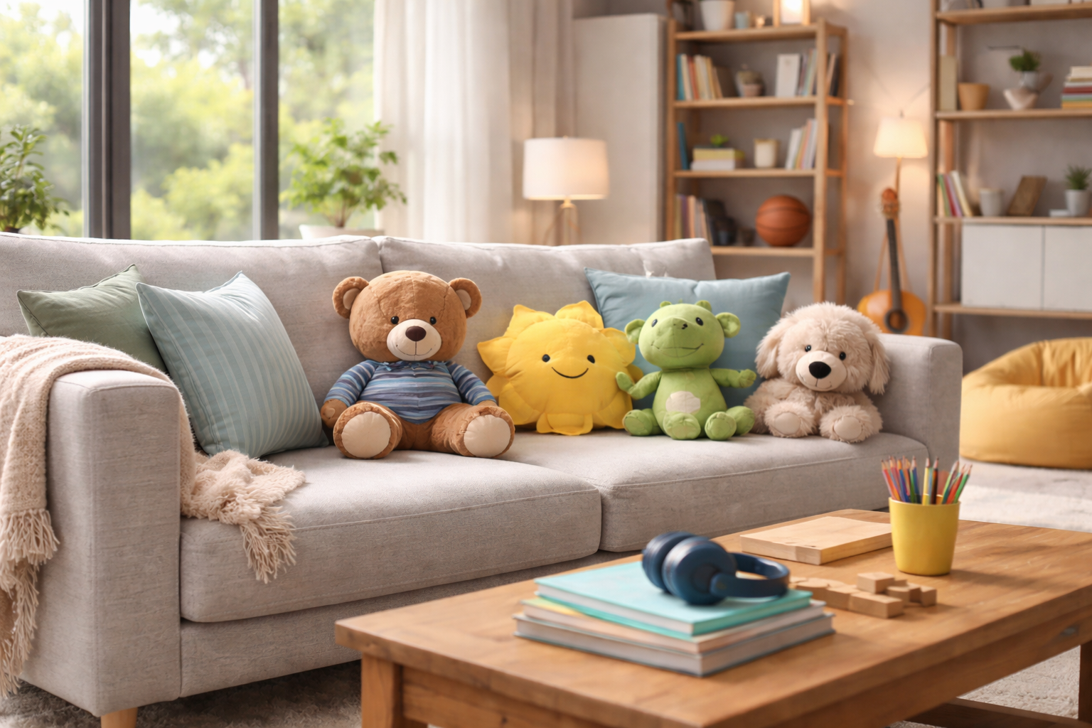 Modern living room with a welcoming, homely feel