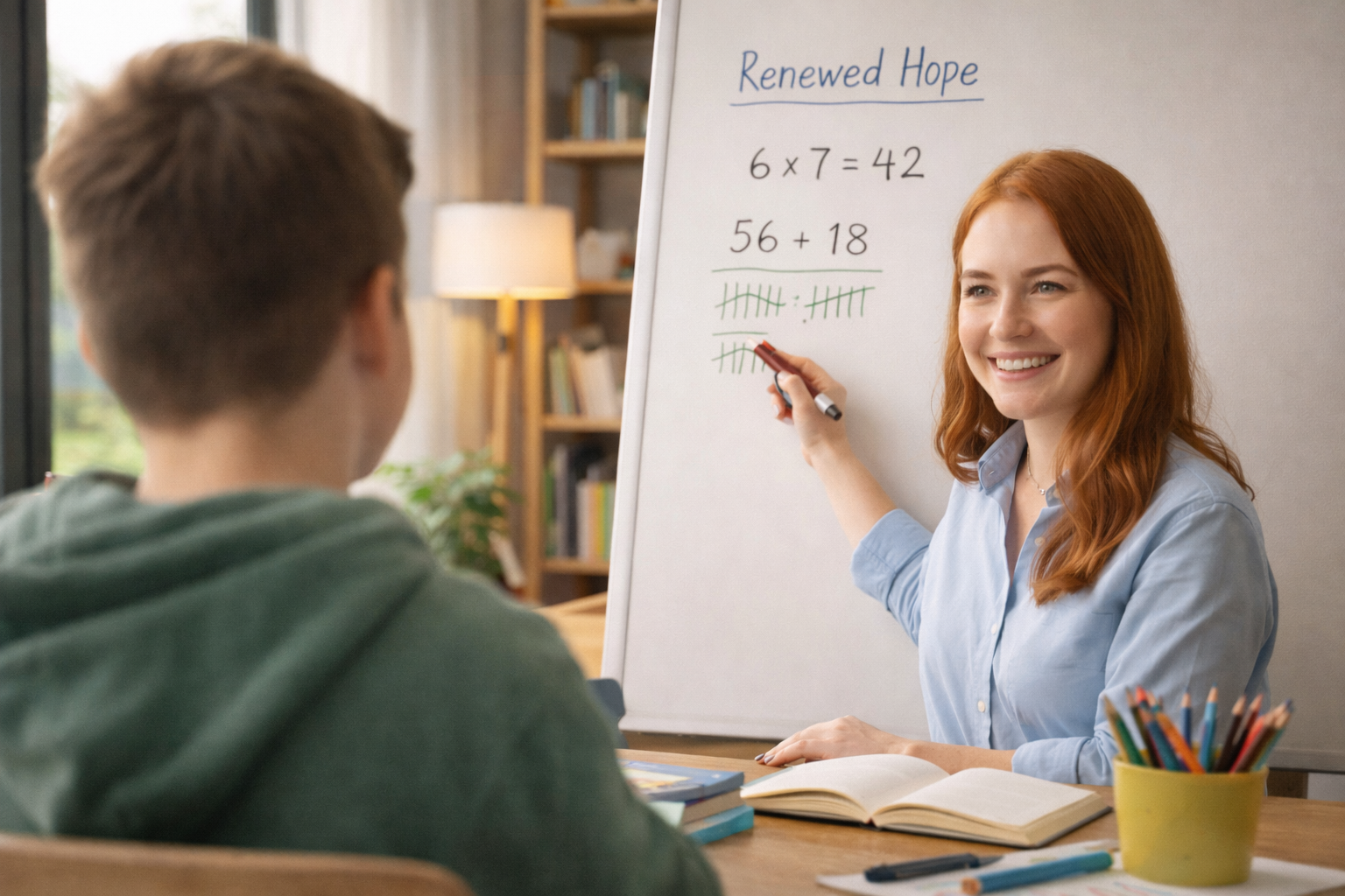 Supportive learning environment with a teacher explaining a lesson