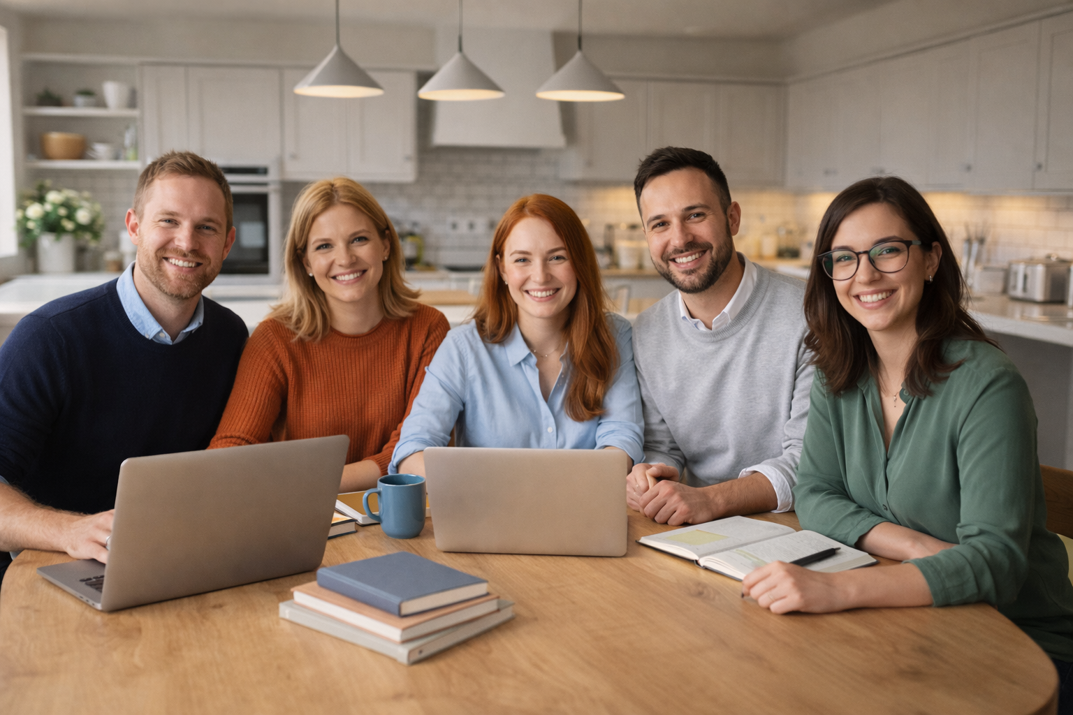 Professional staff team meeting together